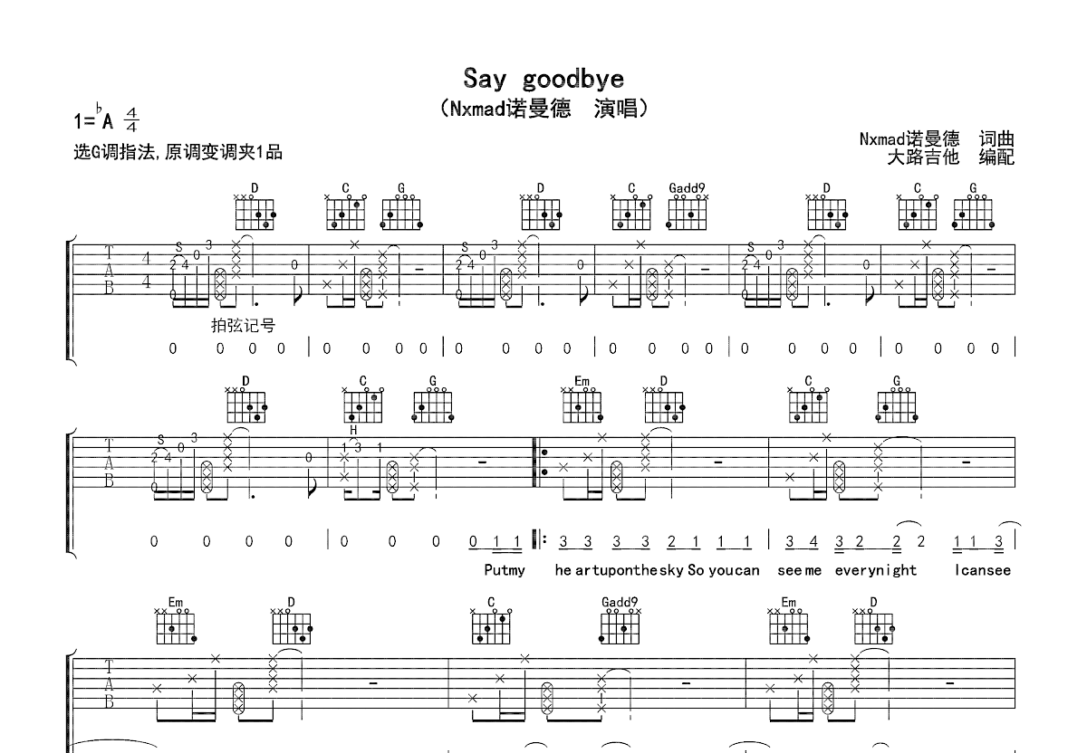 Say goodbye吉他谱预览图