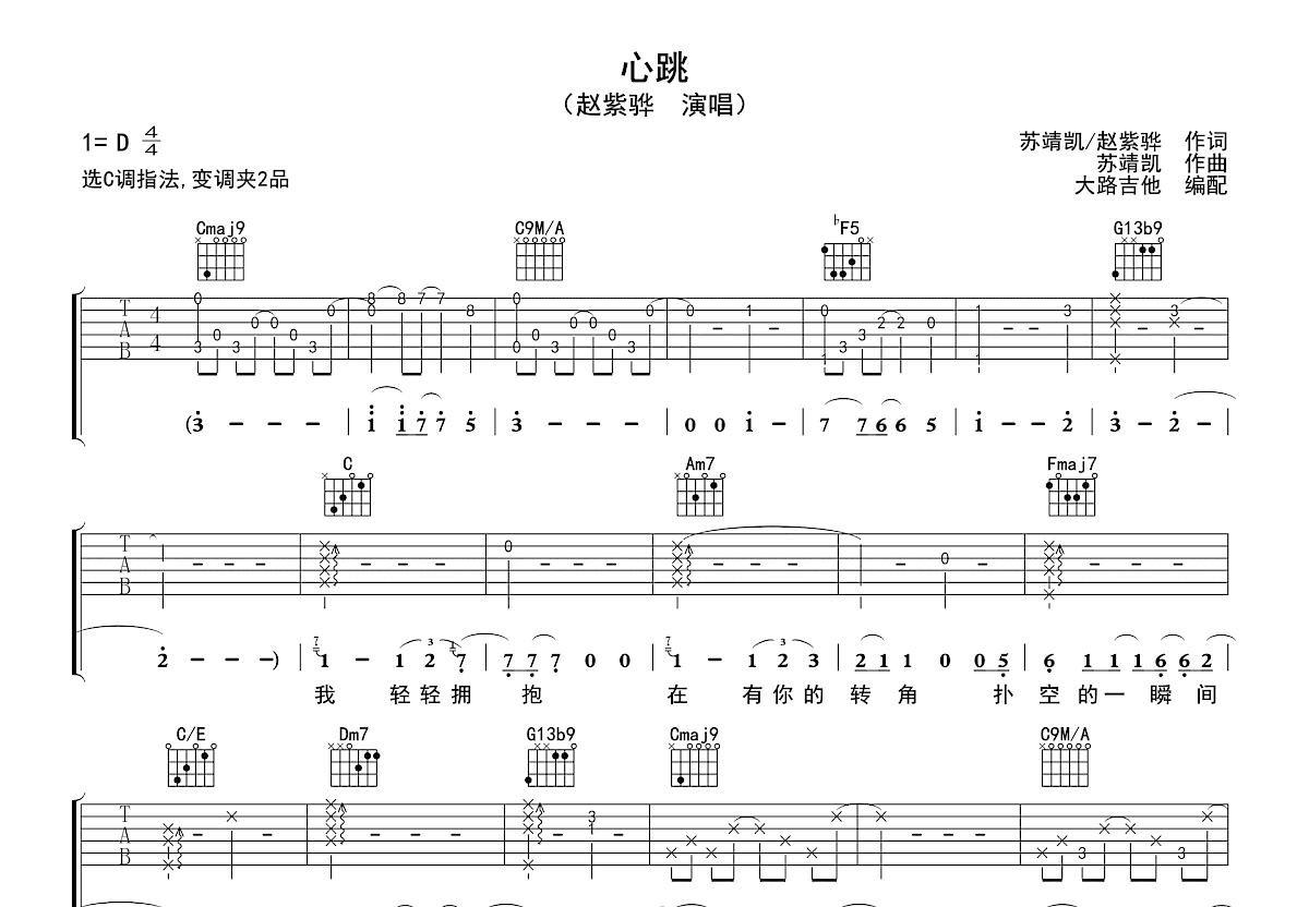 心跳吉他谱预览图