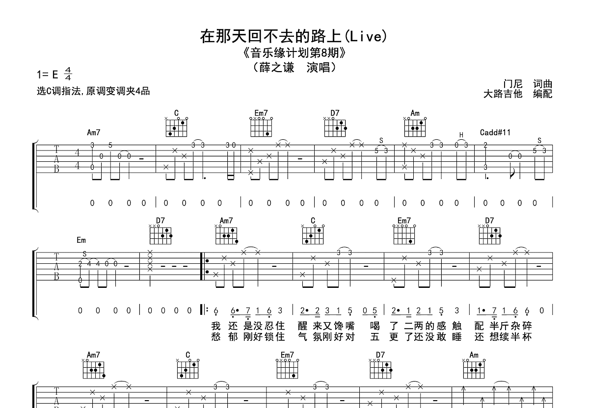 在那天回不去的路上吉他谱预览图