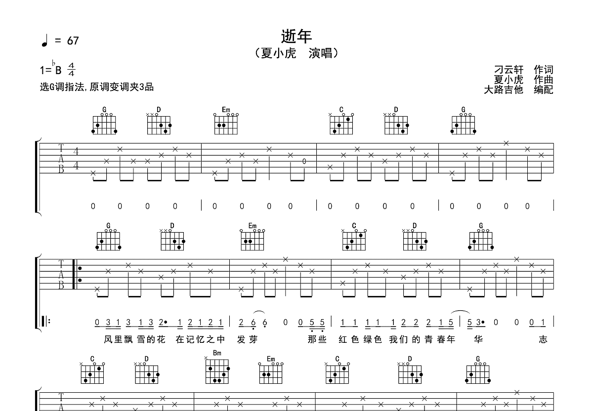 逝年吉他谱预览图