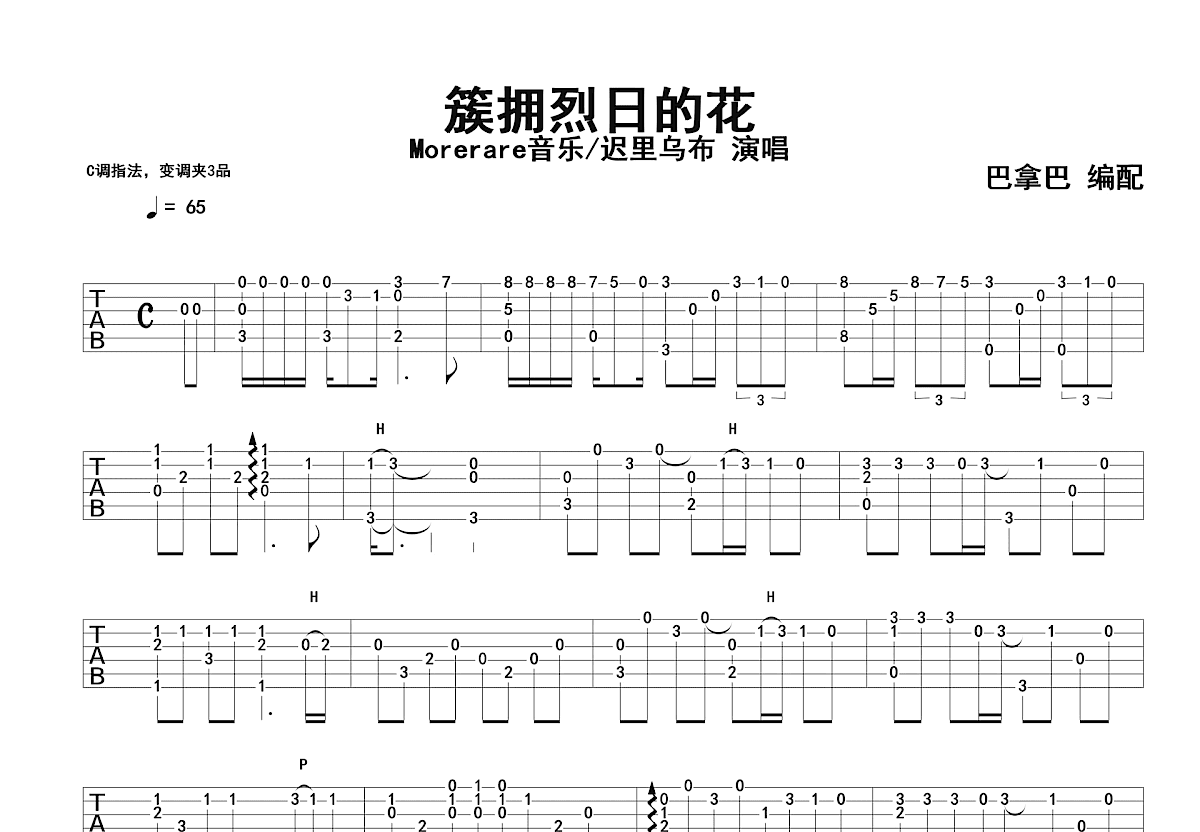 簇拥烈日的花吉他谱预览图