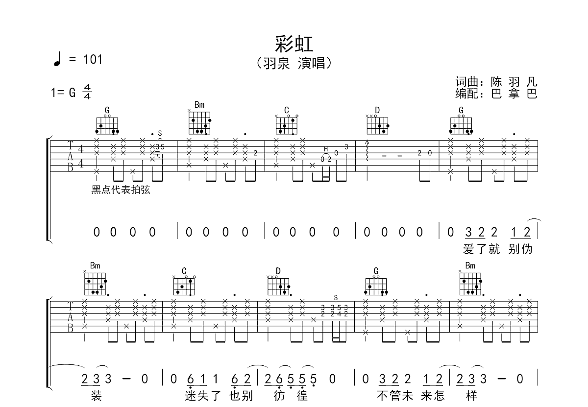 彩虹吉他谱预览图