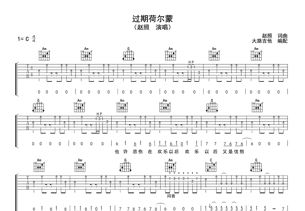 过期荷尔蒙吉他谱预览图