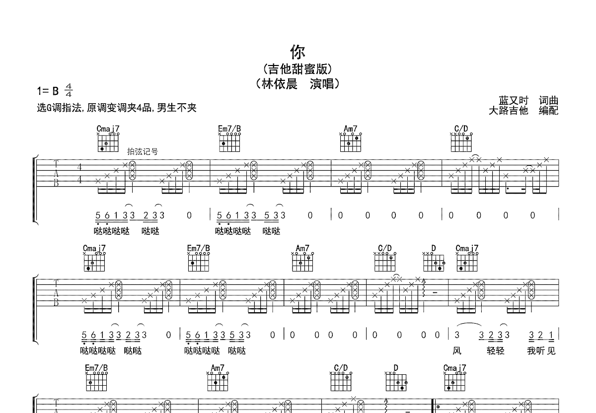 你吉他谱预览图