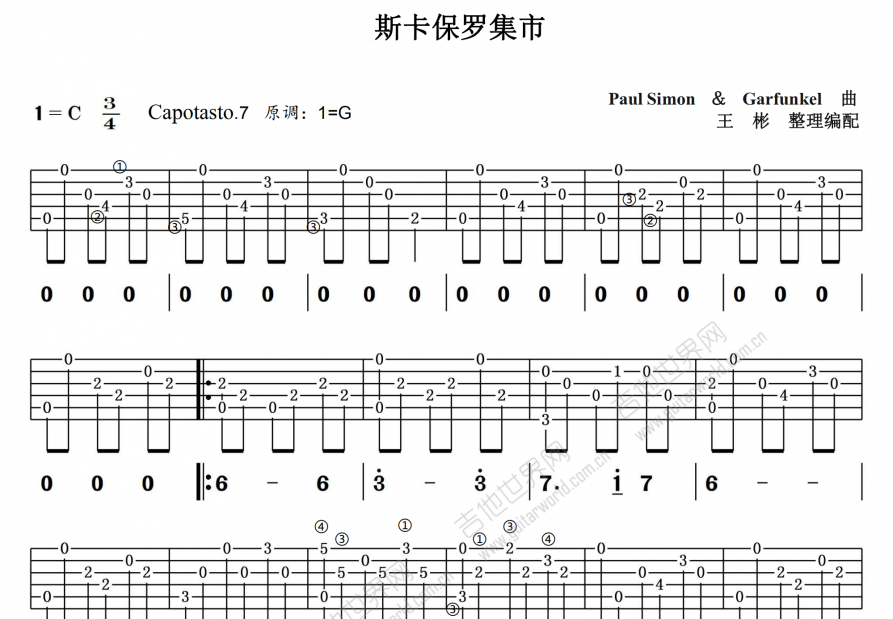 斯卡保罗集市吉他谱预览图