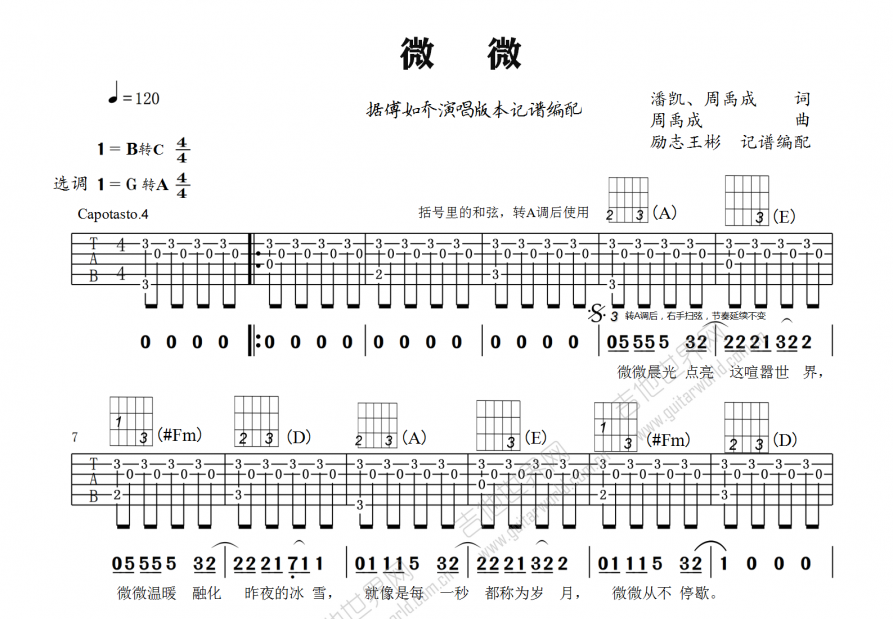 微微吉他谱预览图