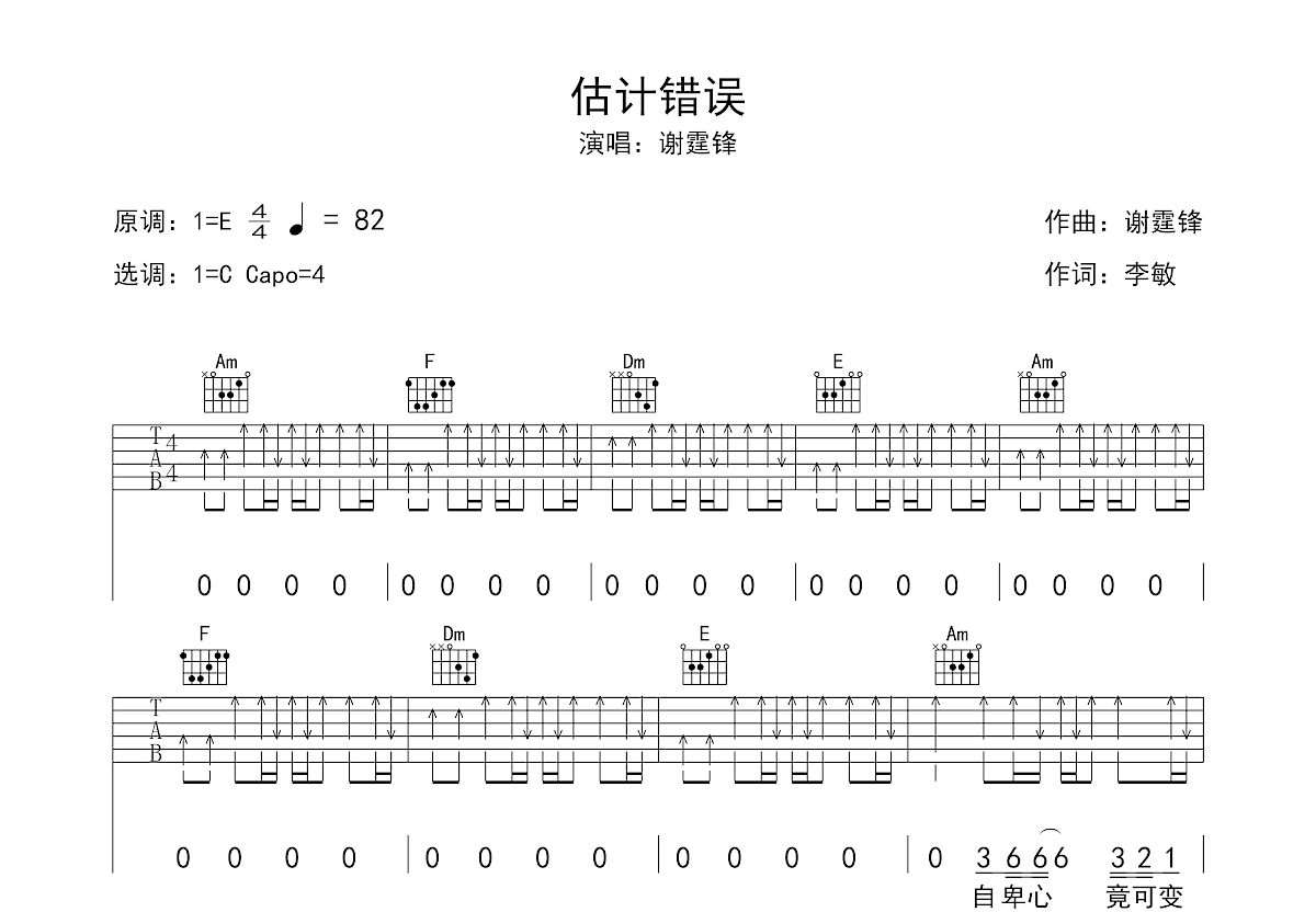 估计错误吉他谱预览图