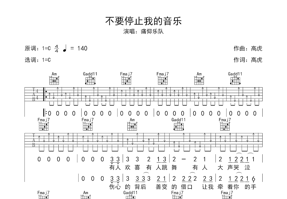 不要停止我的音乐吉他谱预览图