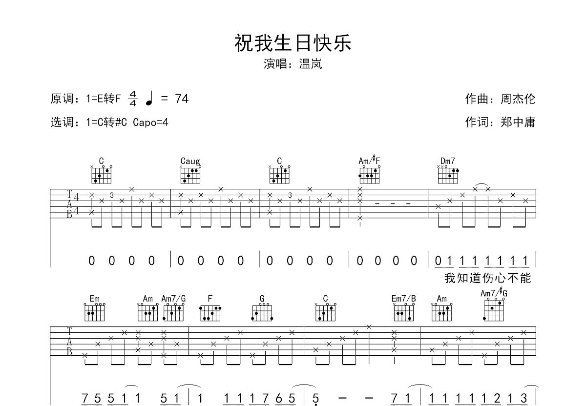 祝我生日快乐吉他谱预览图