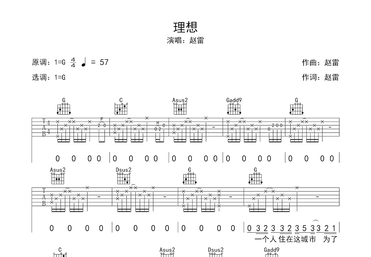 理想吉他谱预览图