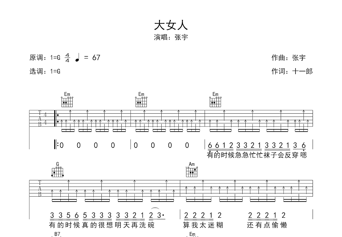 大女人吉他谱预览图