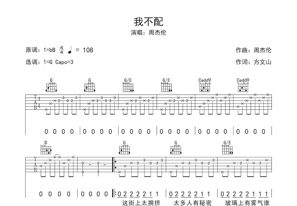 我不需要吉他谱fine图片