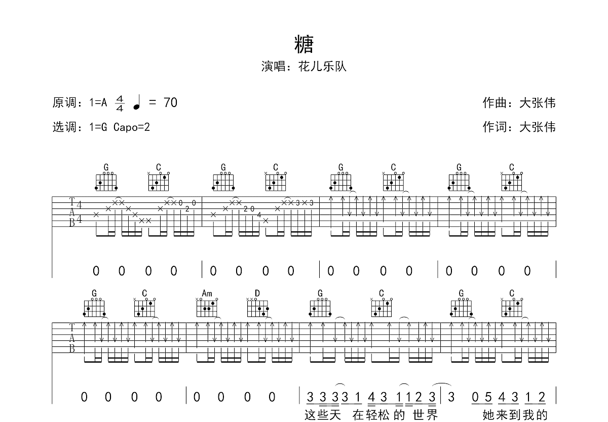 糖吉他谱预览图