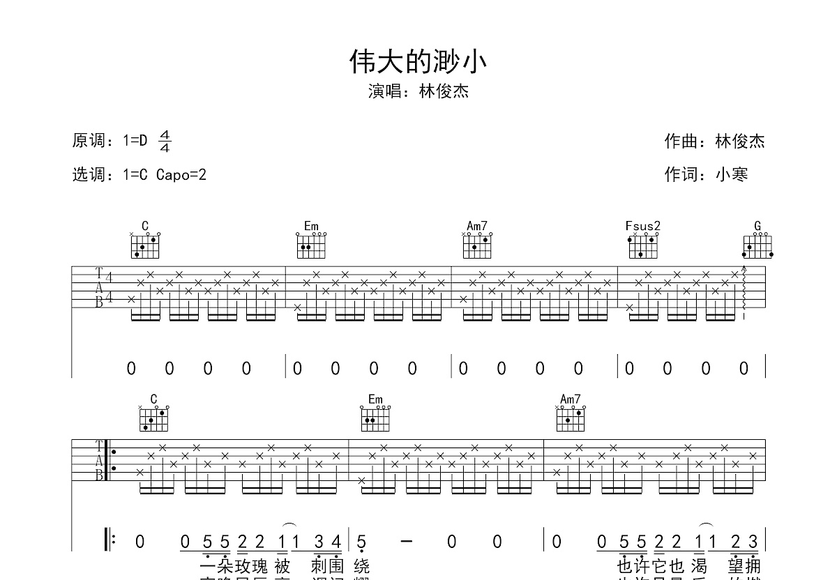 伟大的渺小吉他谱预览图