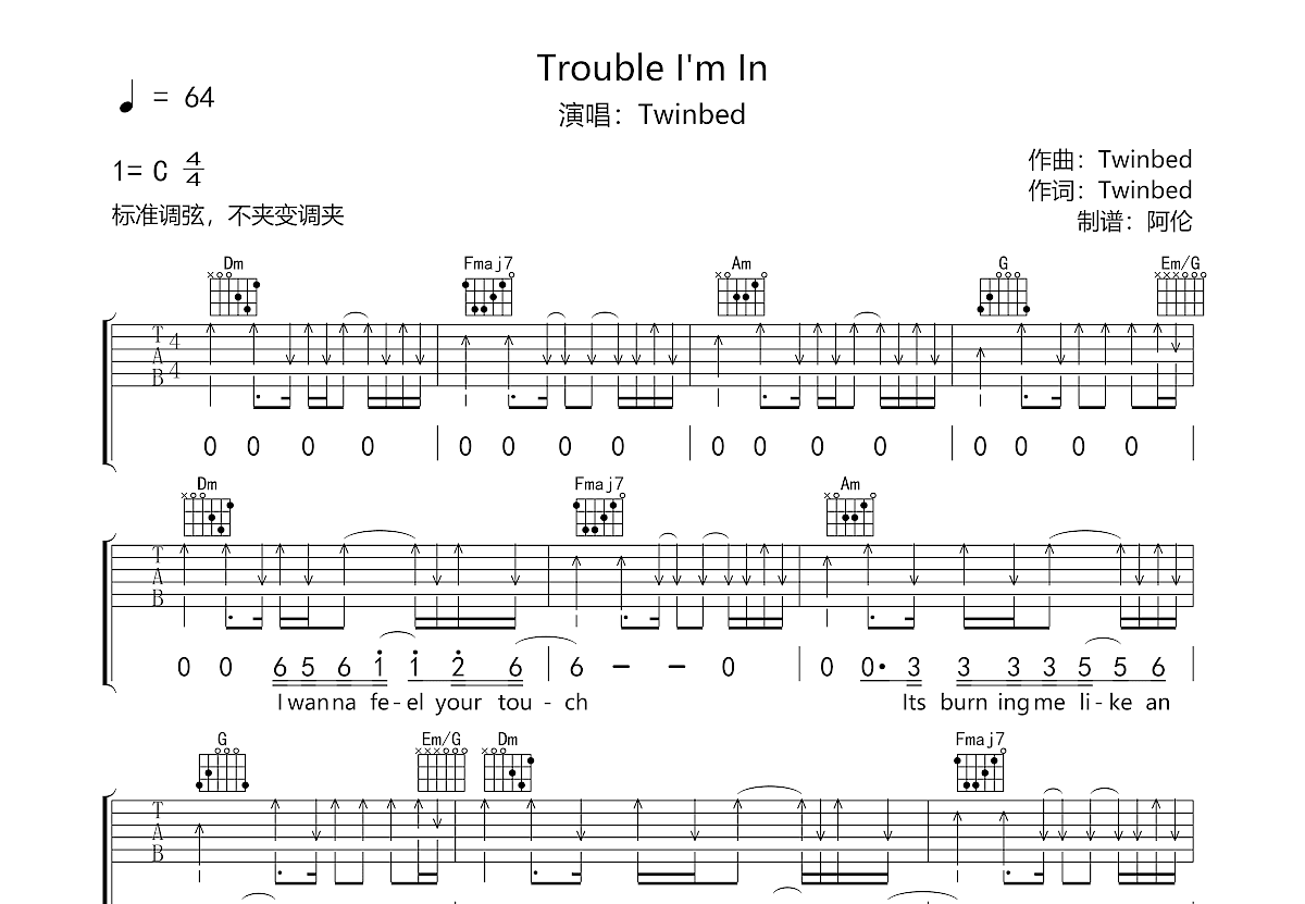 Trouble I'm In吉他谱预览图