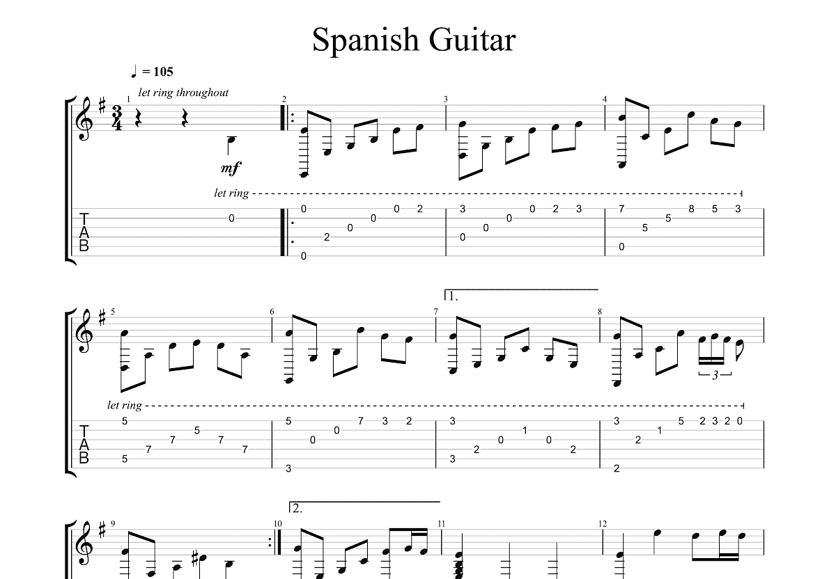 Spanish Guitar吉他谱预览图