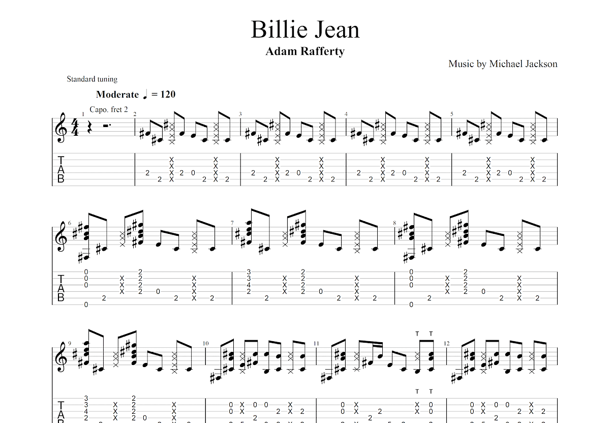 Billie Jean吉他谱预览图