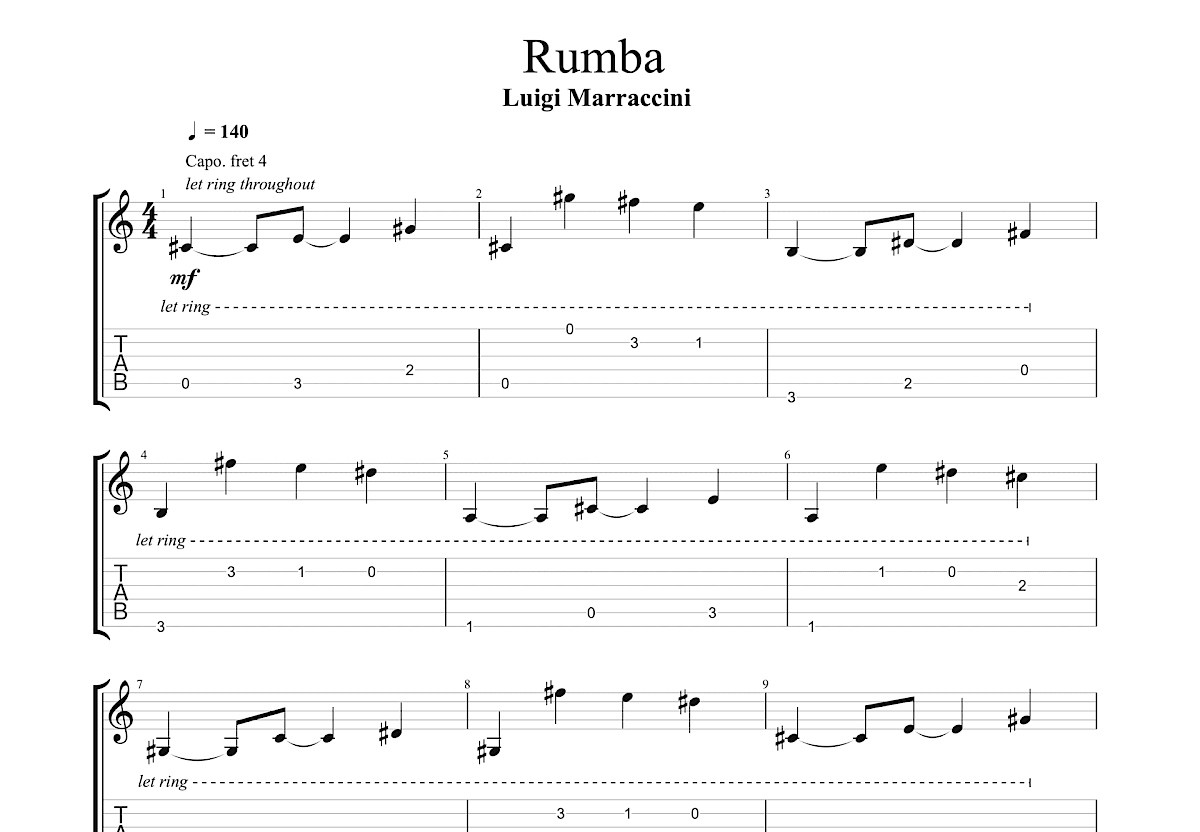 Rumba吉他谱预览图