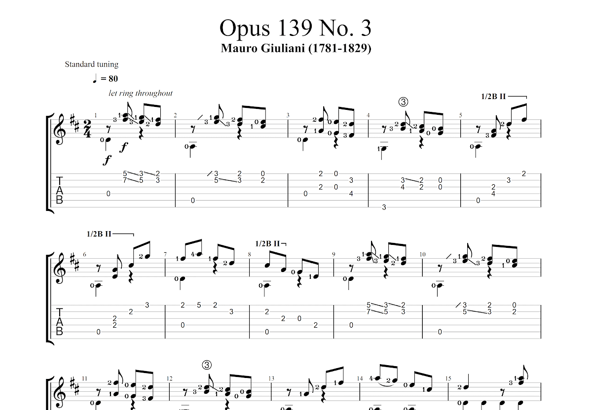 Opus 139 No. 3吉他谱预览图