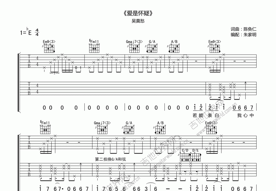 爱是怀疑吉他谱预览图