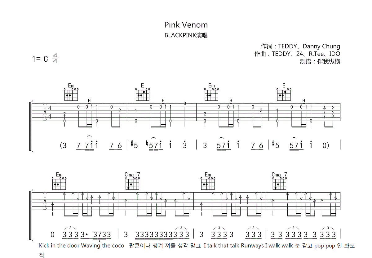 Pink Venom吉他谱预览图