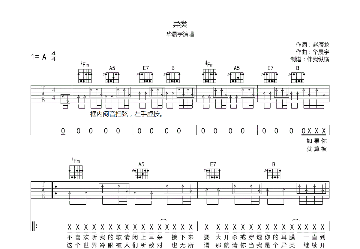 异类吉他谱预览图