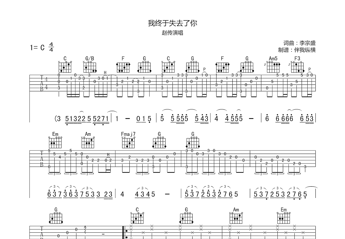 我终于失去了你吉他谱预览图