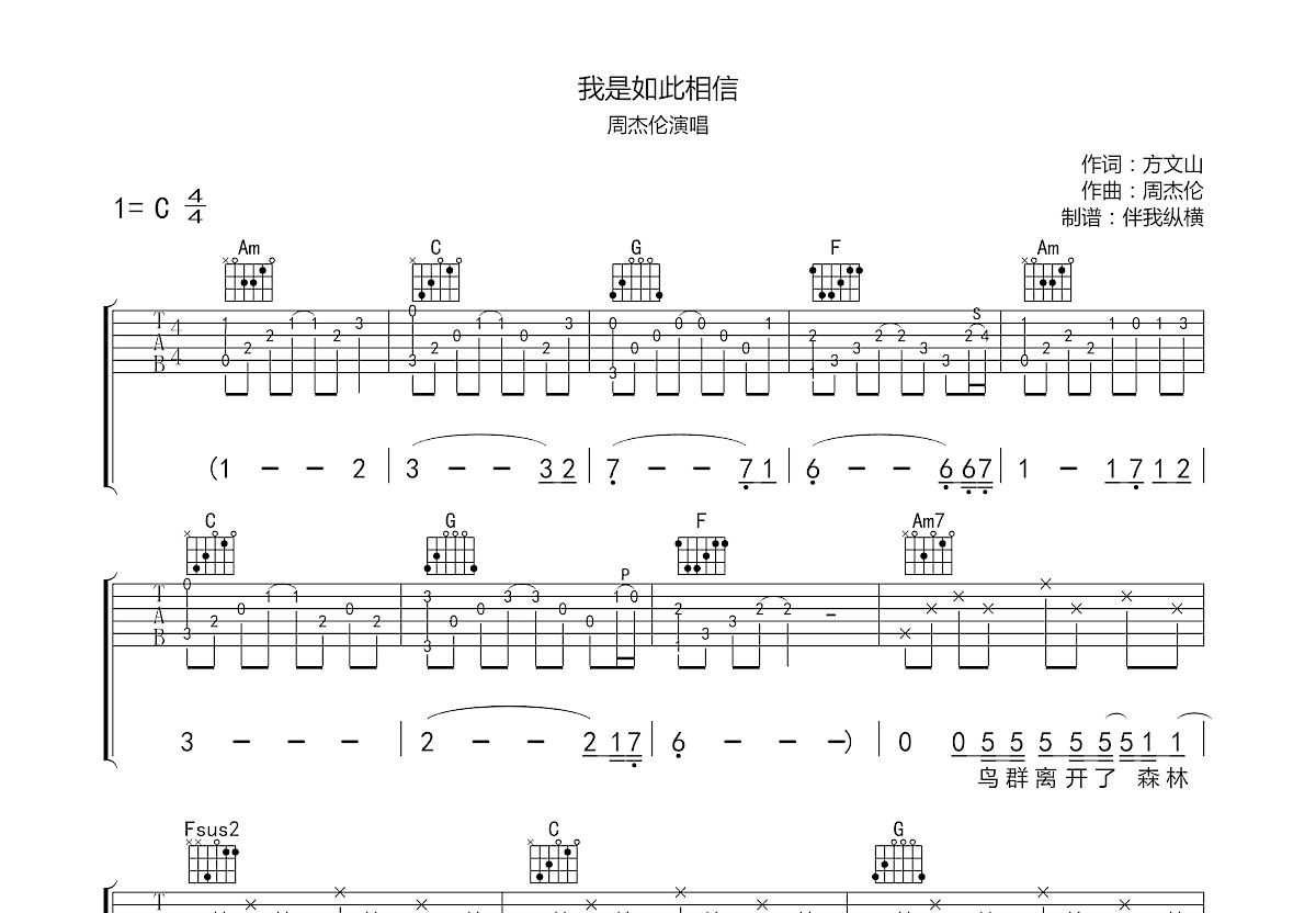 我是如此相信吉他谱预览图