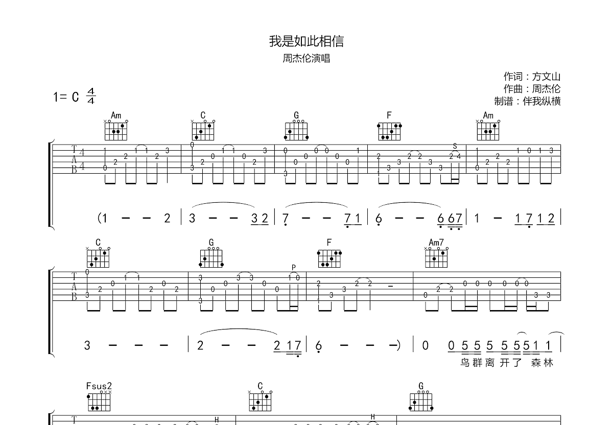 我是如此相信吉他谱预览图