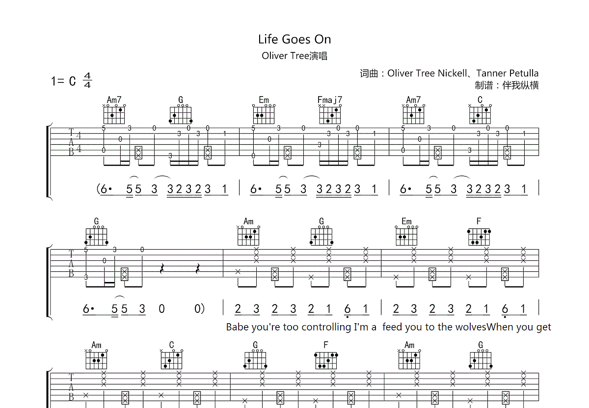 Life Goes On吉他谱预览图