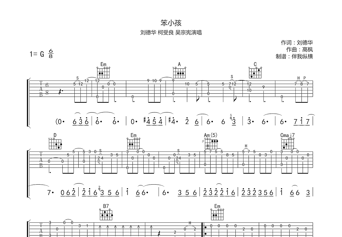 笨小孩吉他谱预览图