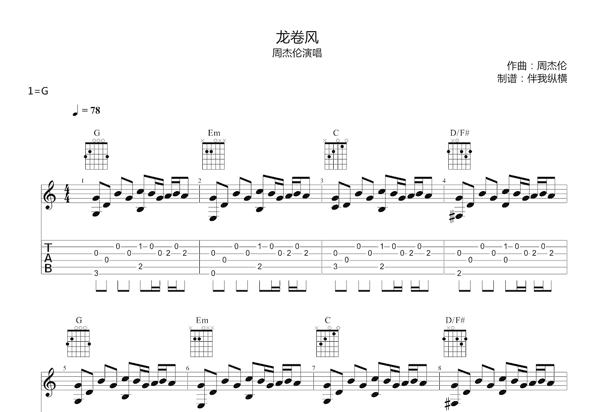 龙卷风吉他谱预览图