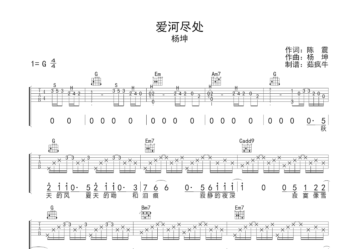 爱河尽处吉他谱预览图