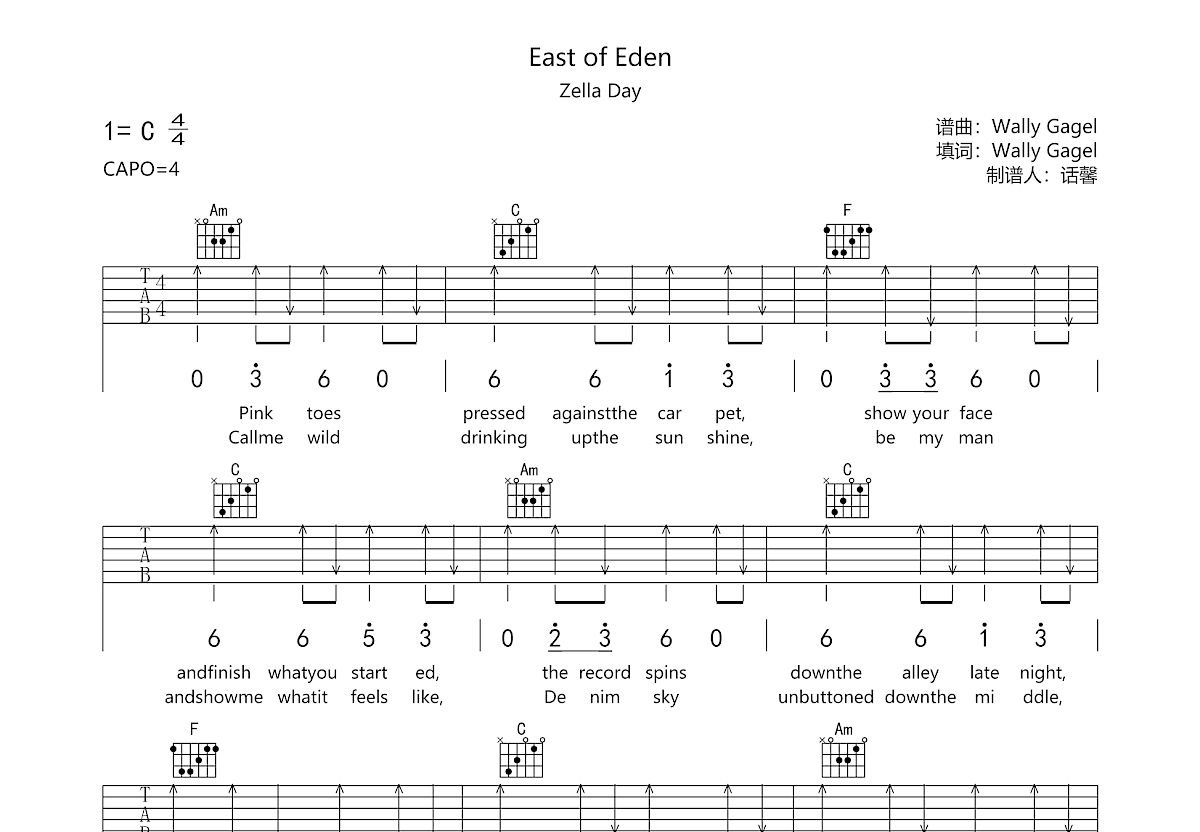 East of Eden吉他谱预览图
