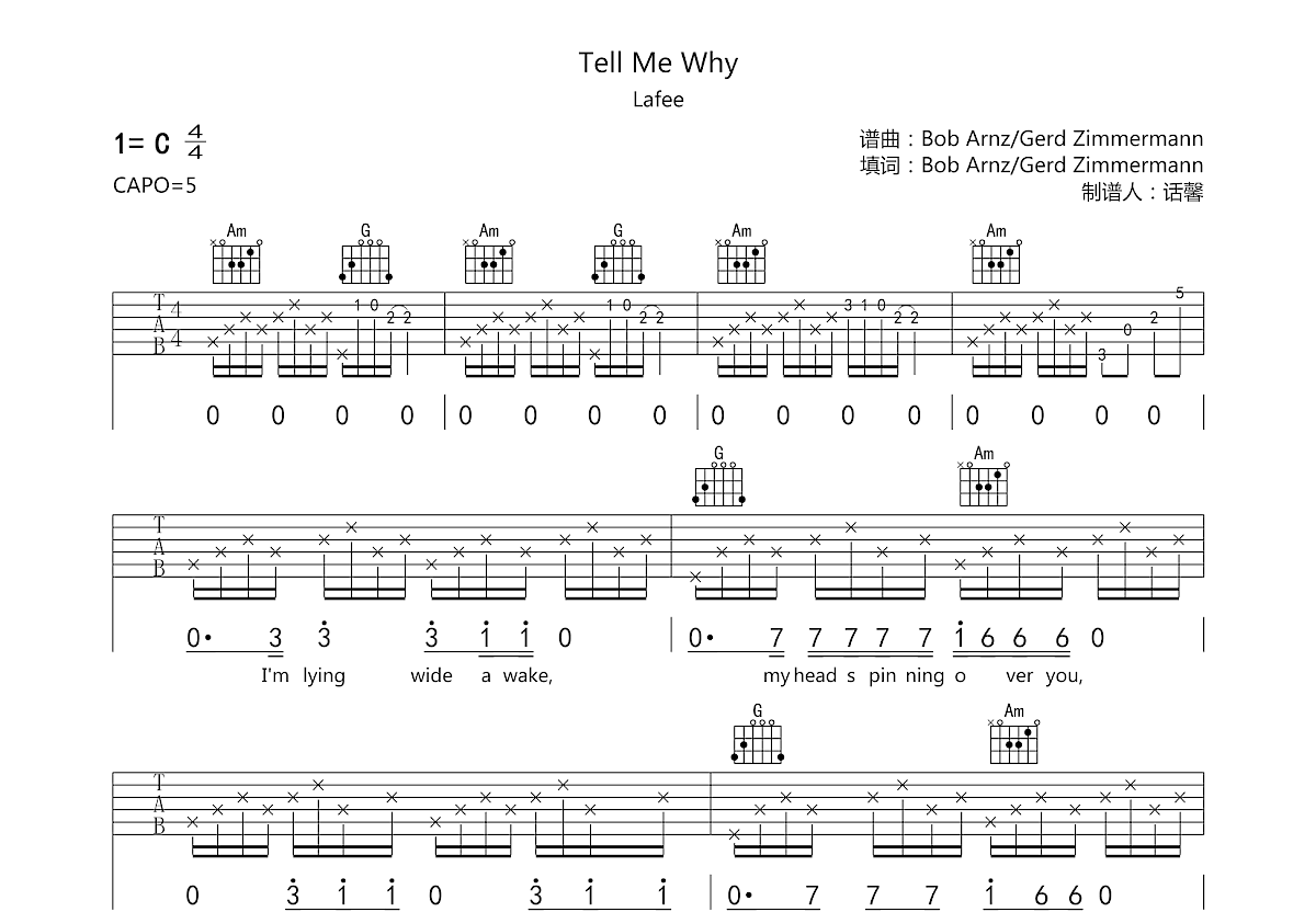 tell me why吉他谱预览图