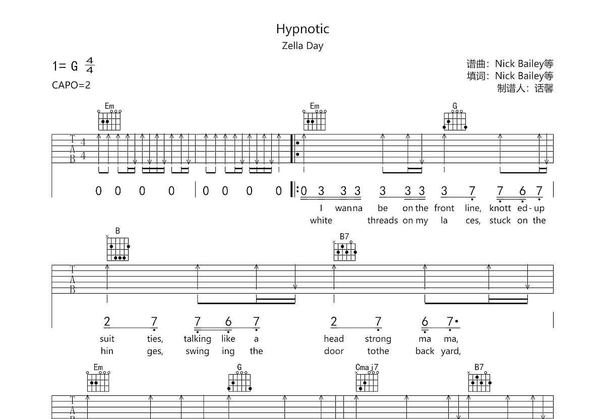Hypnotic吉他谱预览图
