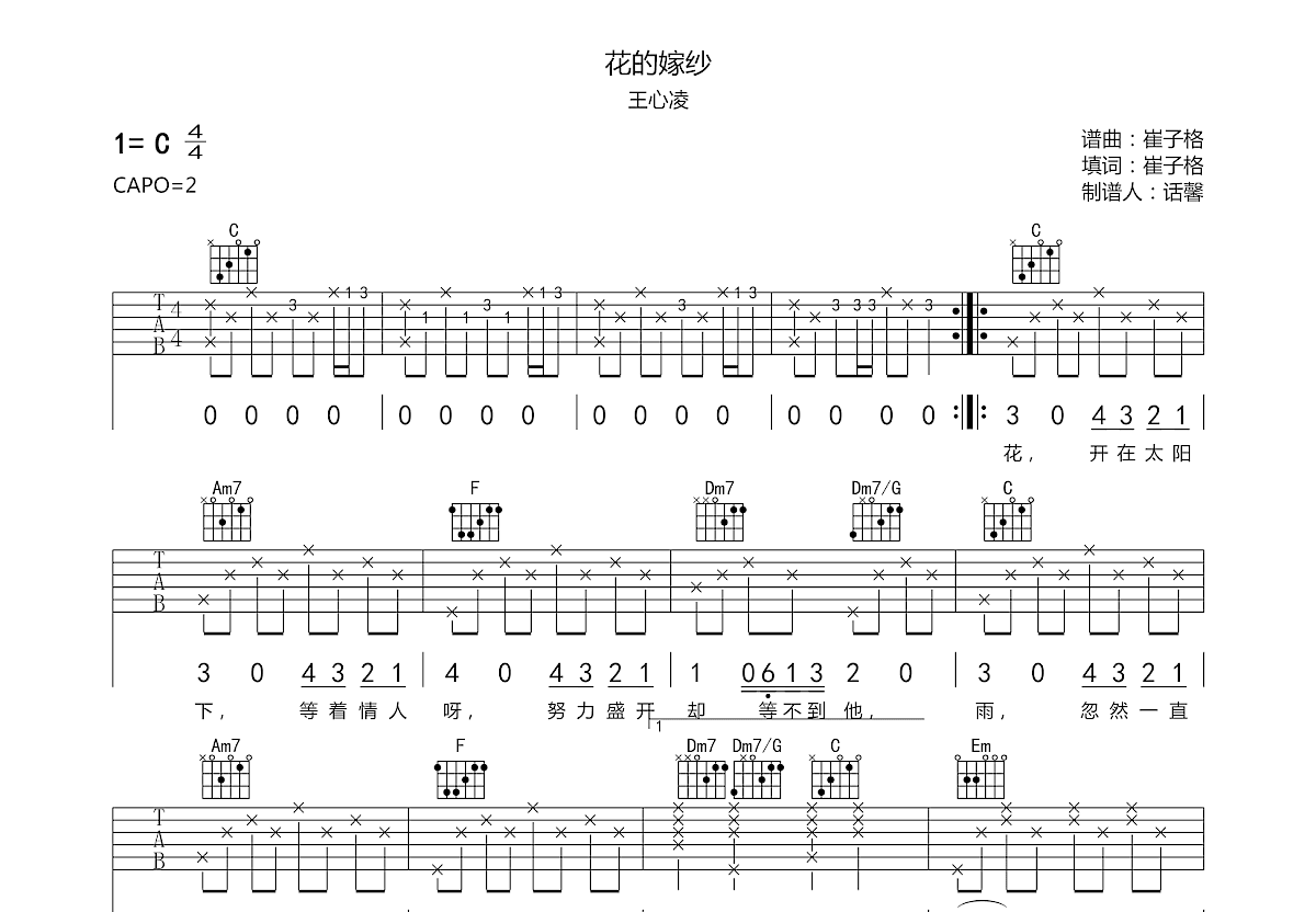 花的嫁纱吉他谱预览图