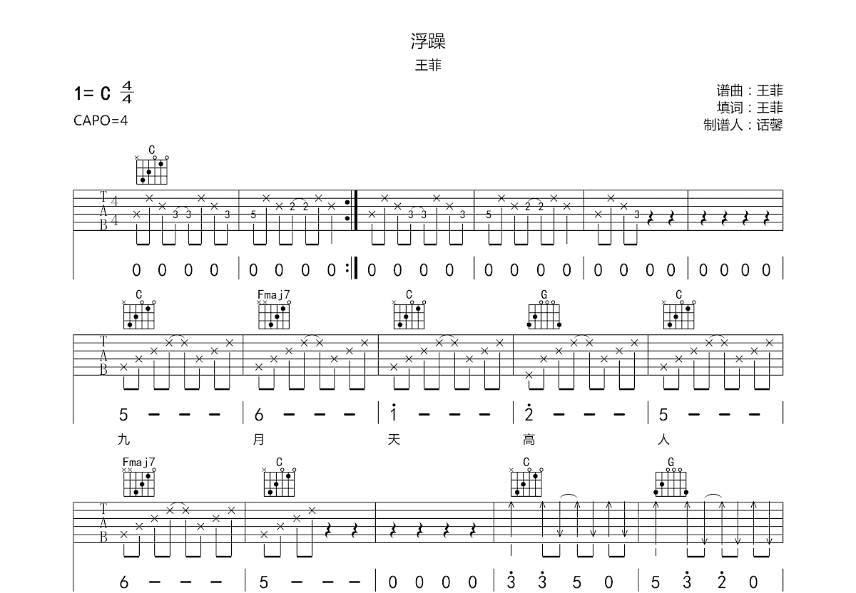 浮躁吉他谱预览图