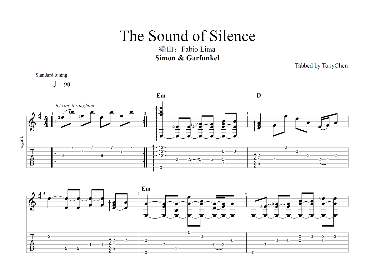 The Sound of Silence吉他谱预览图