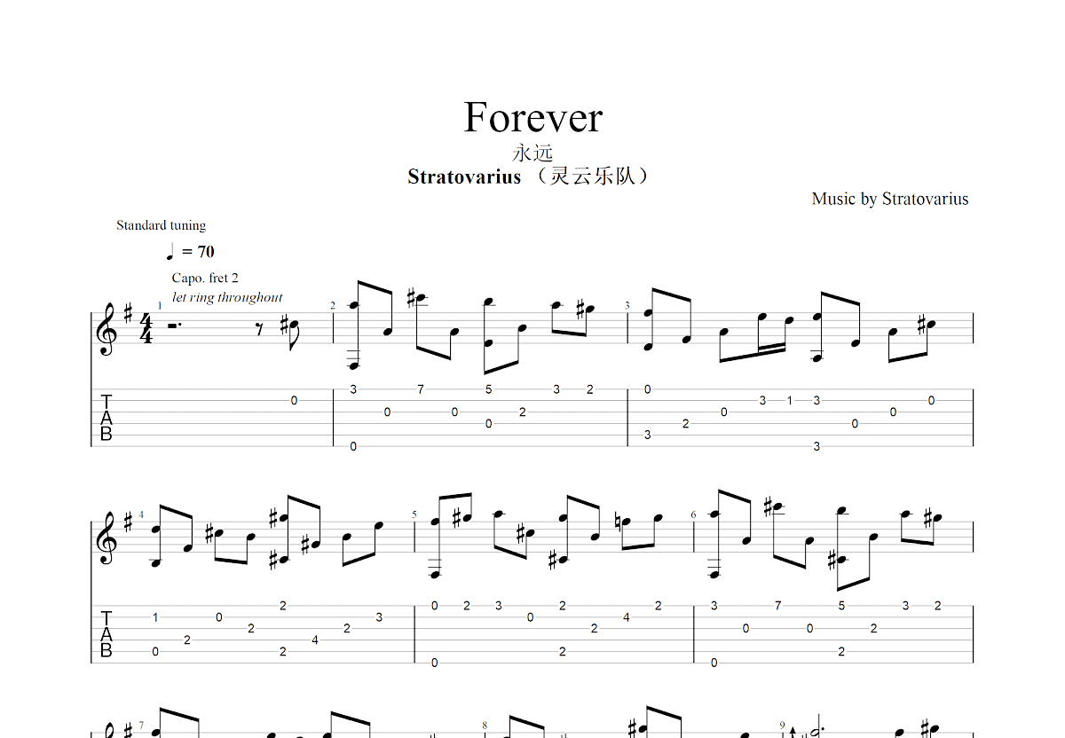 Forever吉他谱预览图