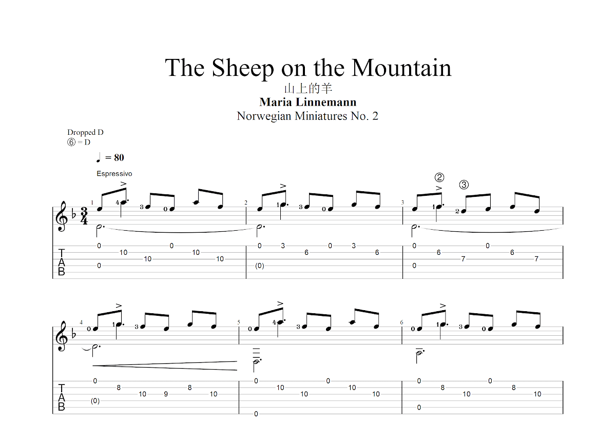 山上的羊吉他谱预览图