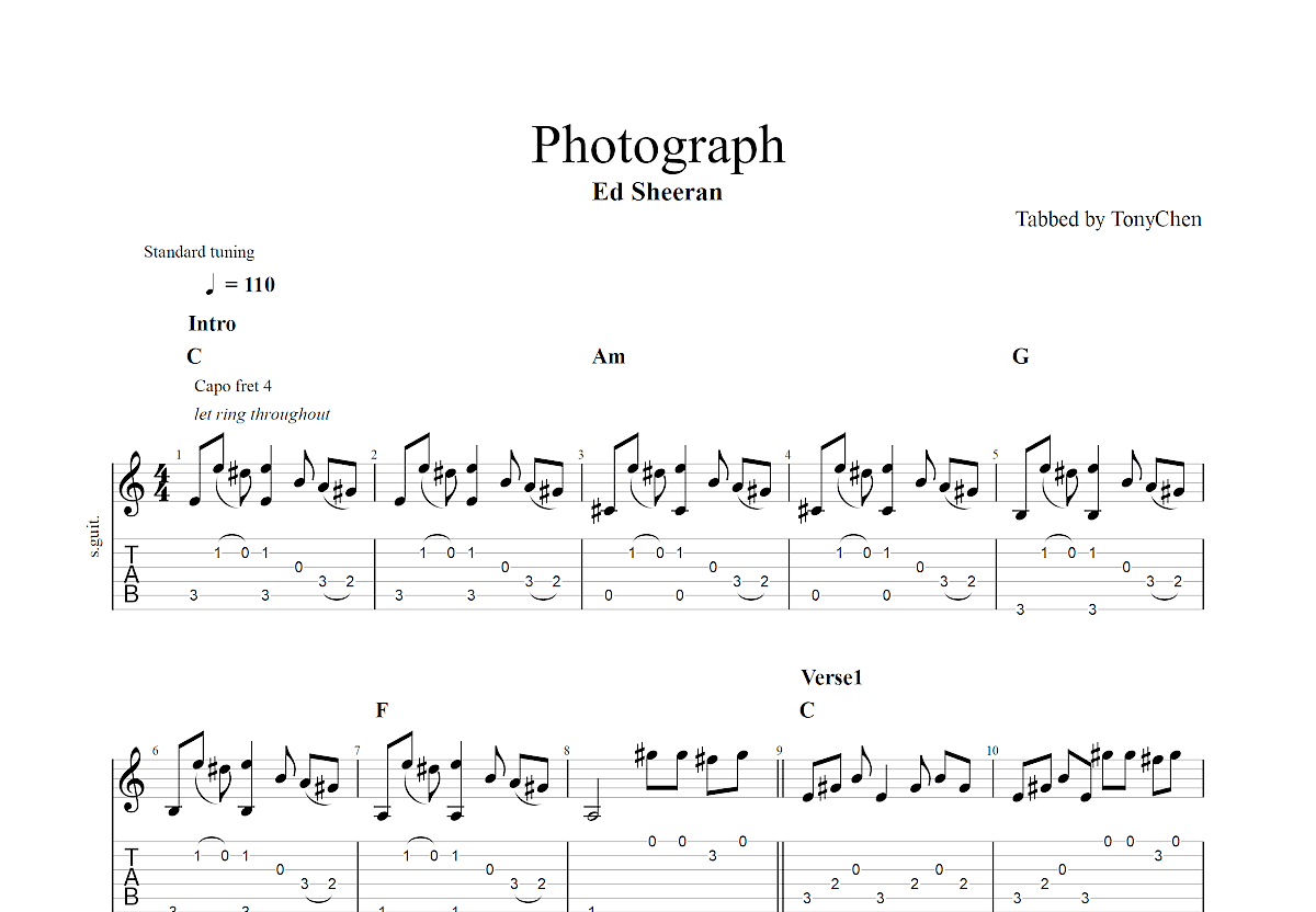 Photograph吉他谱预览图