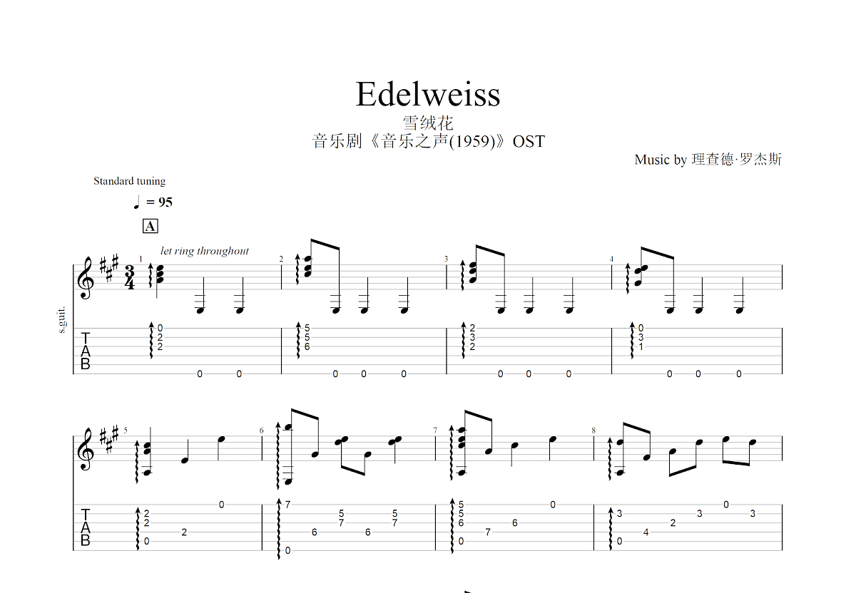 Edelweiss吉他谱预览图
