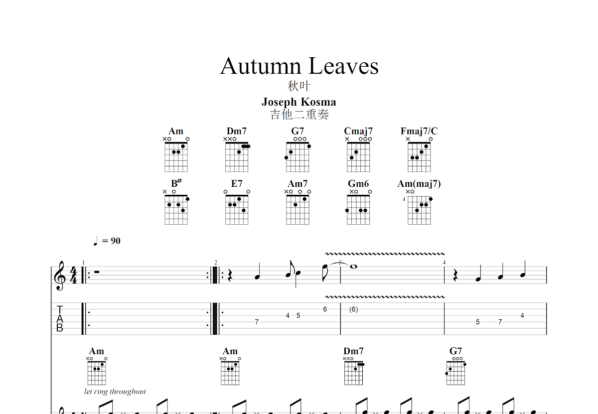 Autumn Leaves吉他谱预览图