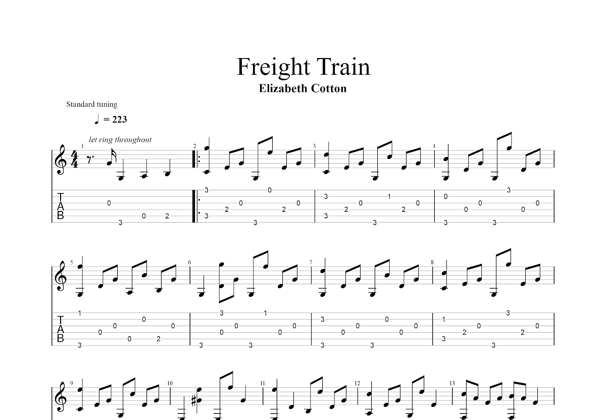 Freight Train吉他谱预览图