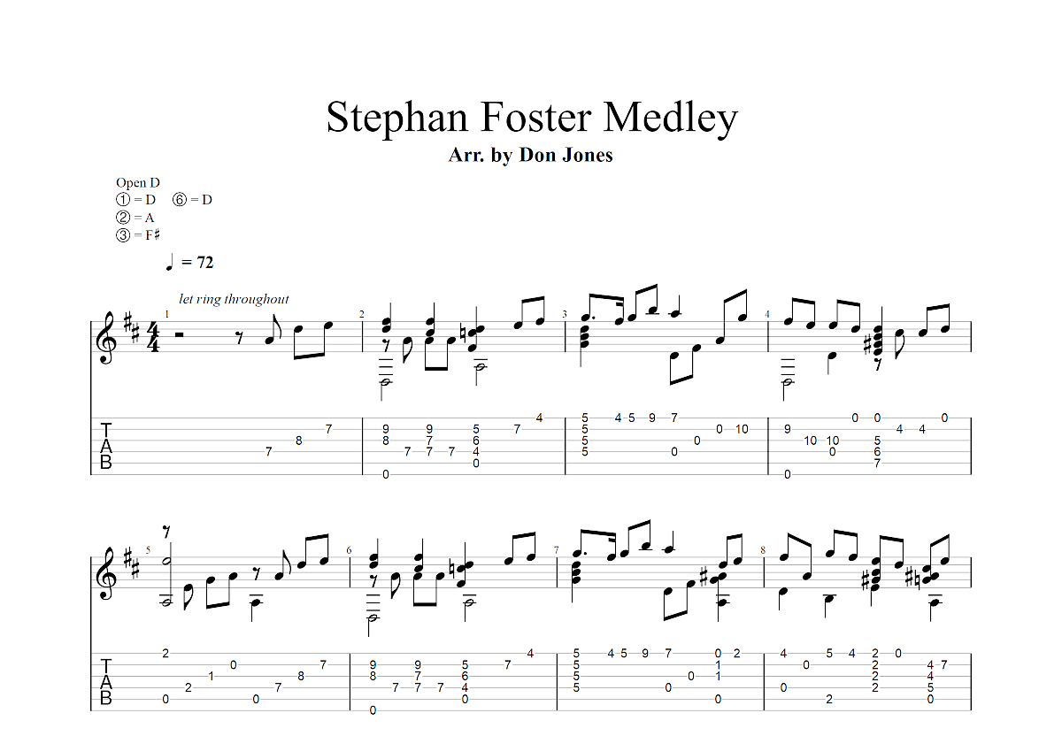 Stephan Foster Medley吉他谱预览图