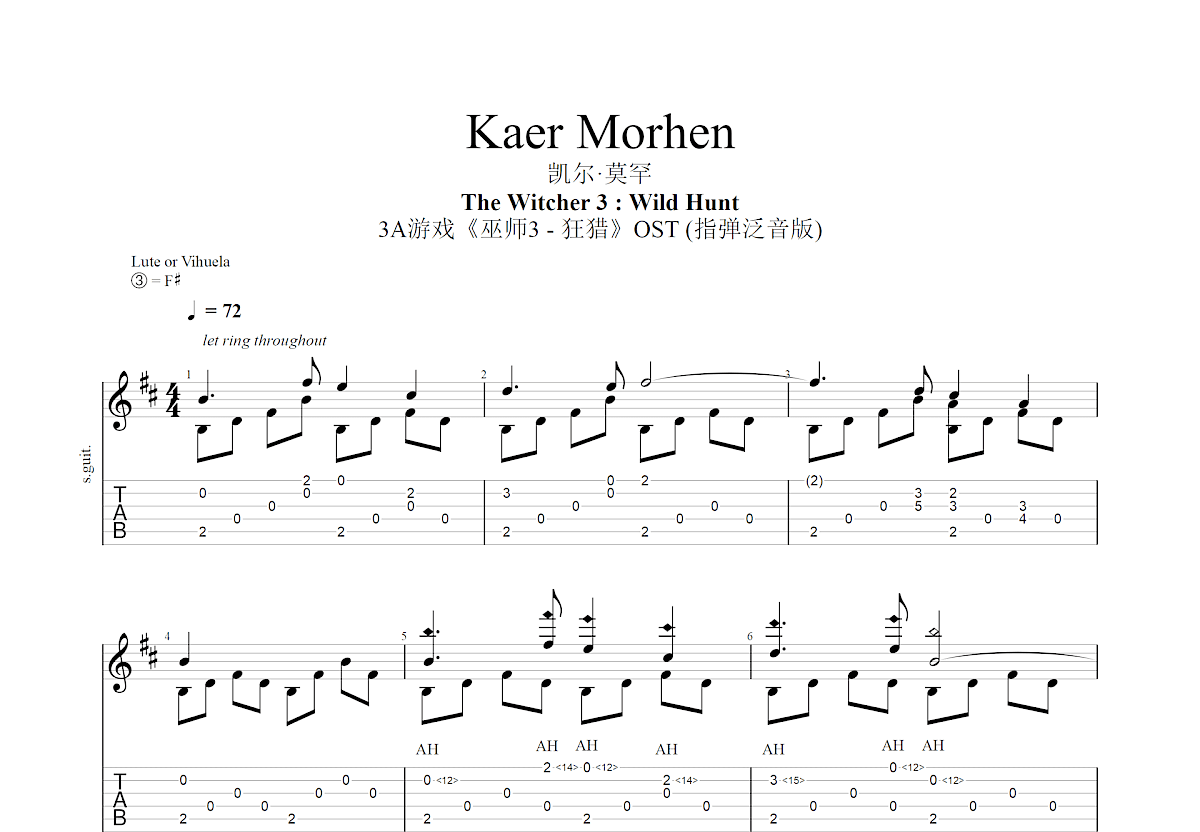 Kaer Morhen吉他谱预览图