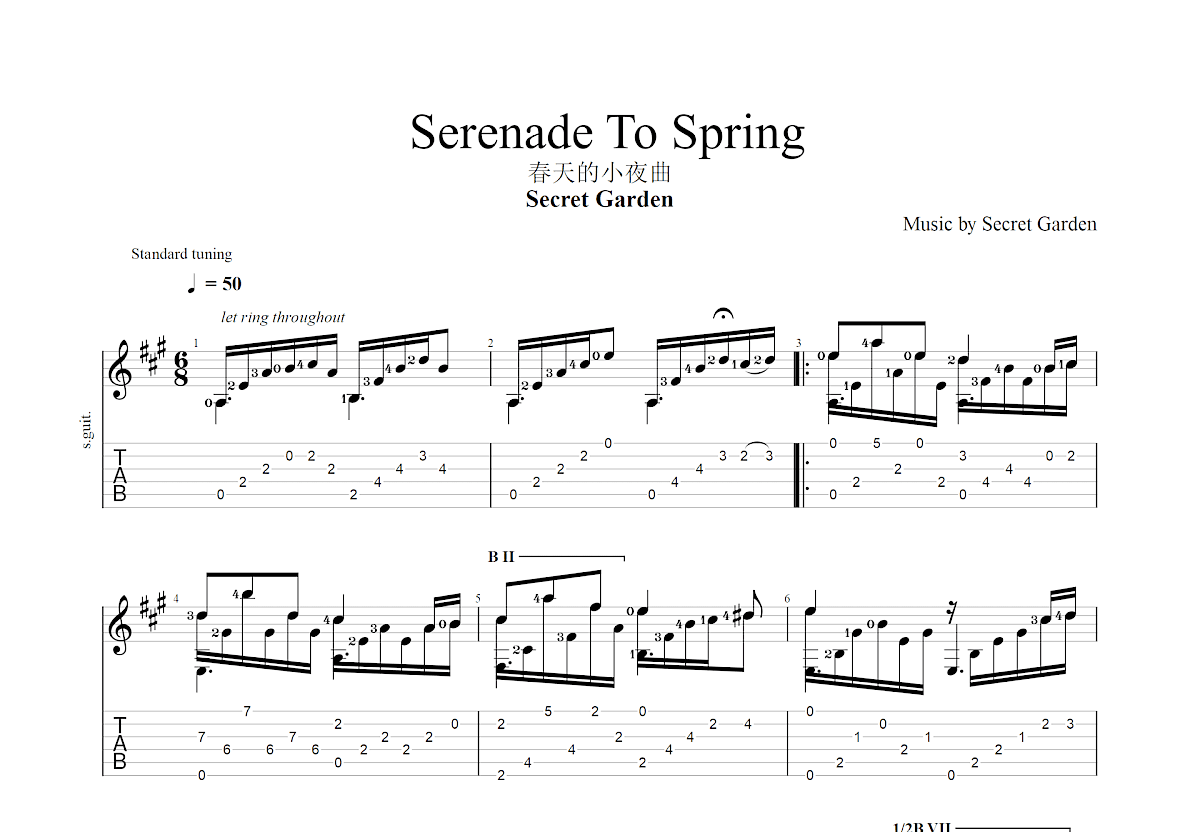 Serenade To Spring吉他谱预览图