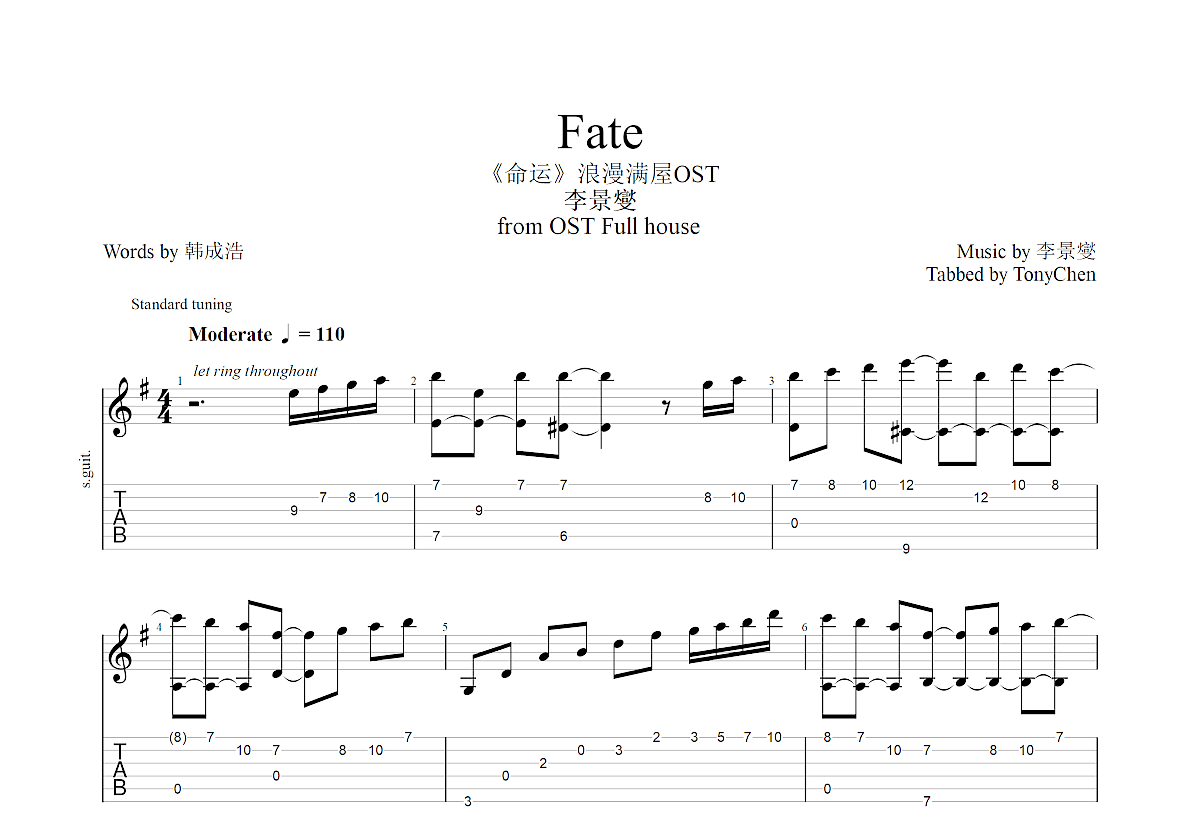 Fate吉他谱预览图