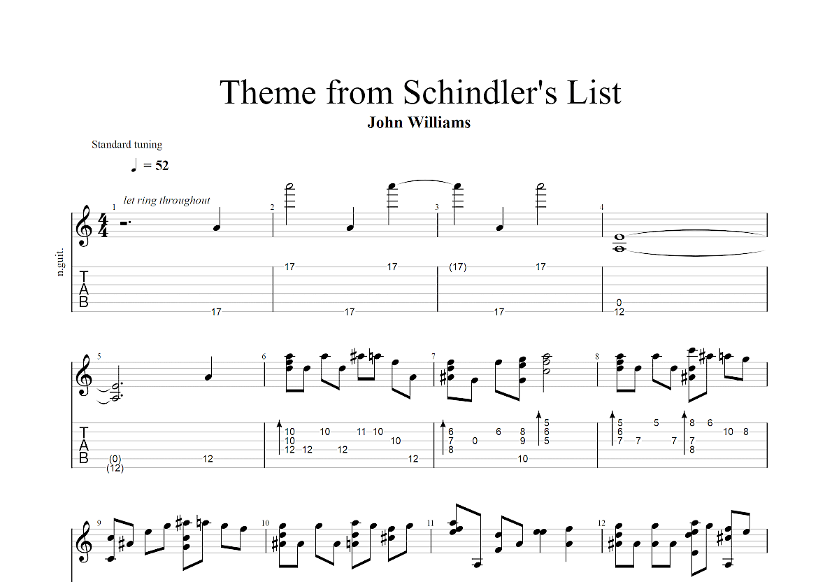 Schindler's list吉他谱预览图